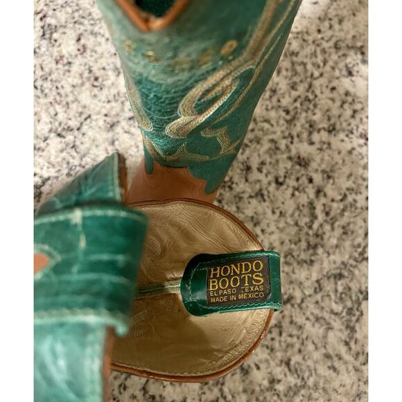 HONDO EL PASO TEXAS MENS COWHIDE LEATHER COWBOY WESTERN BOOTS SIZE 8.5 D - Picture 5 of 8